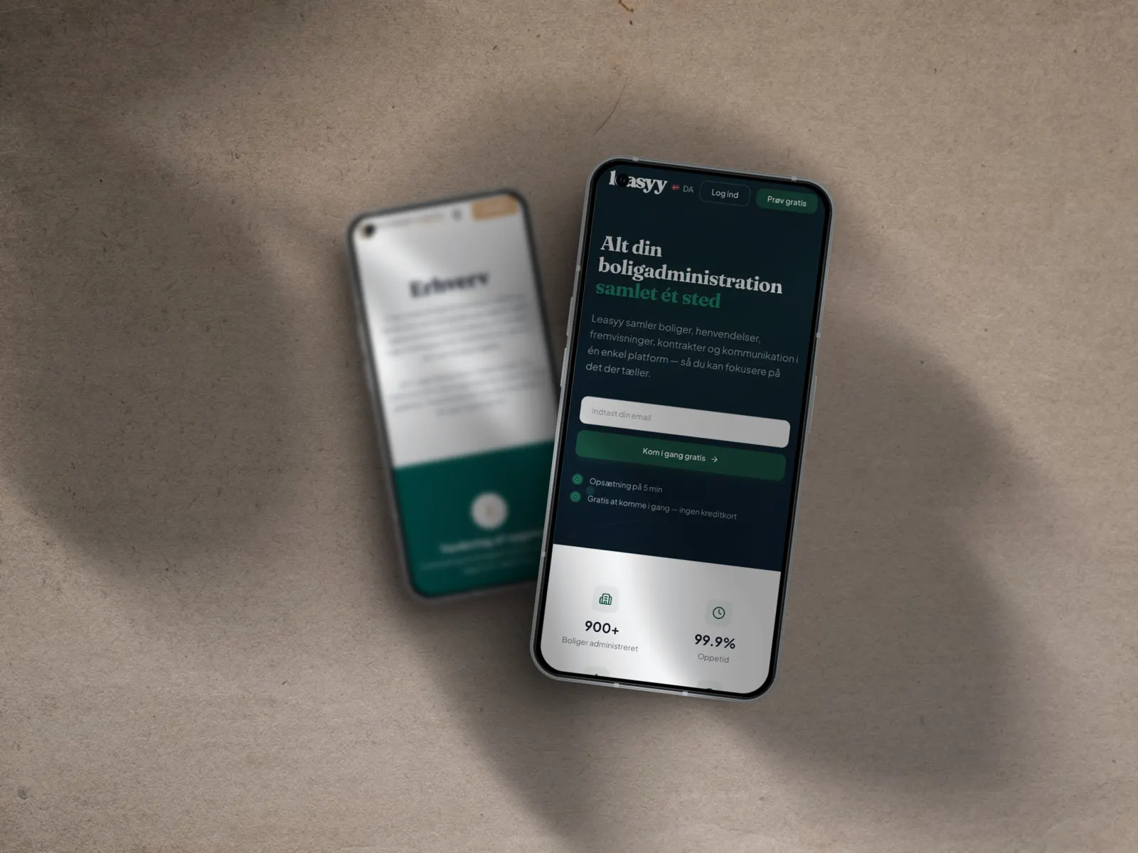 Mobilvisning af et softwareprodukt udviklet af Webgrow